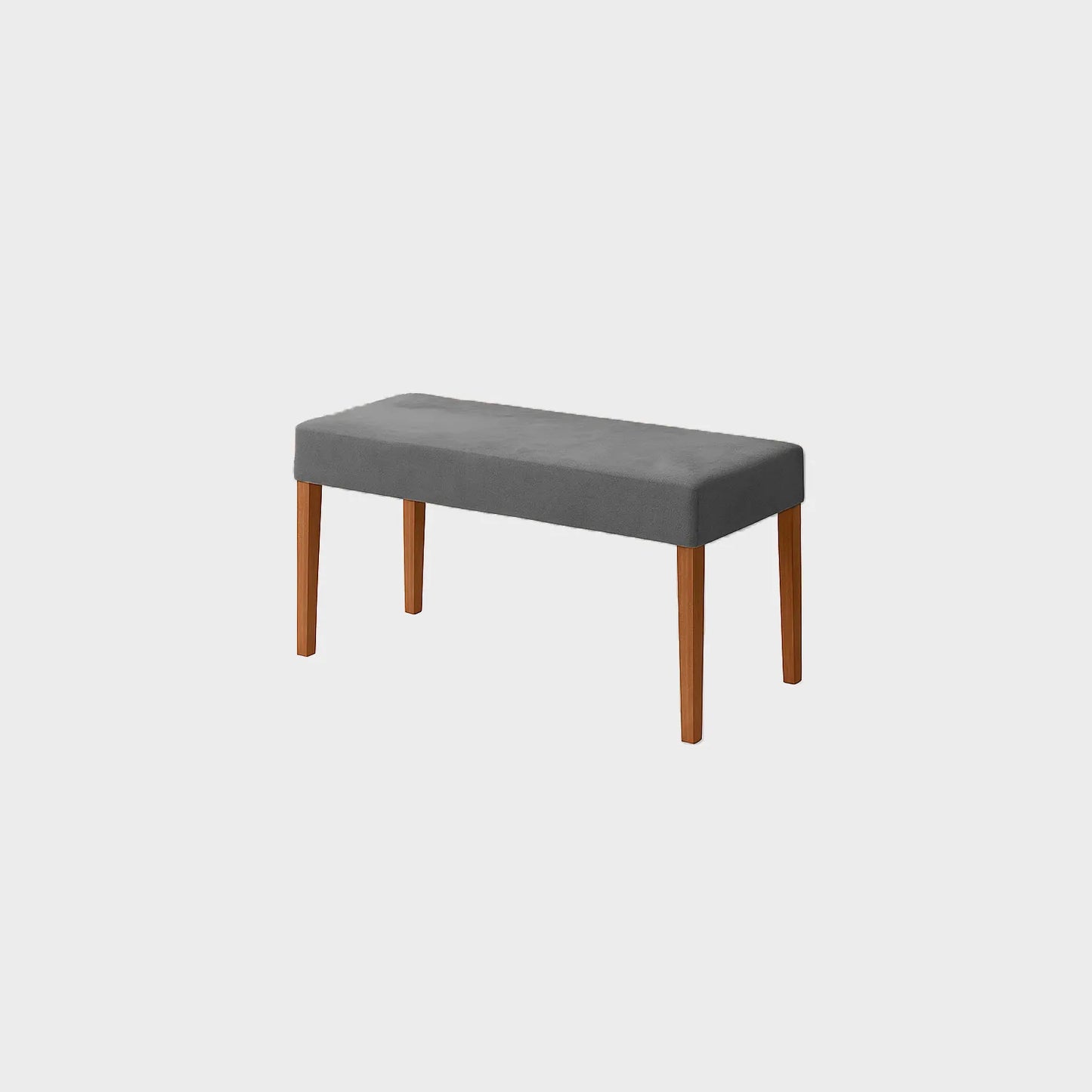 Butaco de comedor Miguel Angel visto en perspectiva con bastidor en madera maciza tono natural, tapizado liso color gris, fotografía sobre fondo blanco, ideal para visualizar la combinación de estilos y colores - All Star muebles