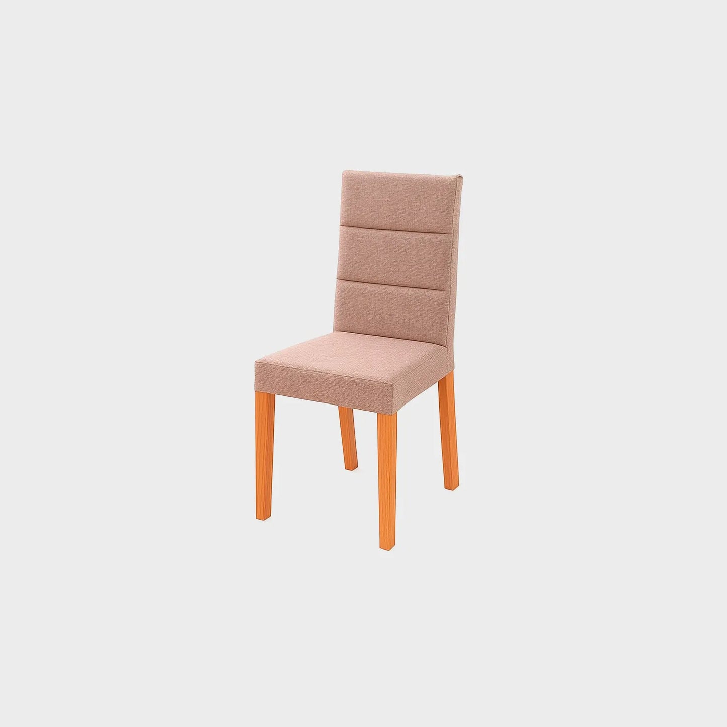 Silla de comedor Da Vinci con bastidor en madera maciza tono natural, tapizada capitoné color beige, fotografía sobre fondo blanco, ideal para visualizar la combinación de estilos y colores - All Star muebles