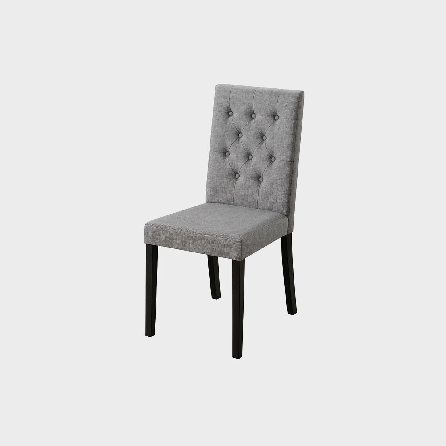 Silla de comedor Hollywood con bastidor en madera maciza tono negro, tapizada color gris, fotografía sobre fondo blanco, ideal para visualizar la combinación de estilos y colores - All Star muebles