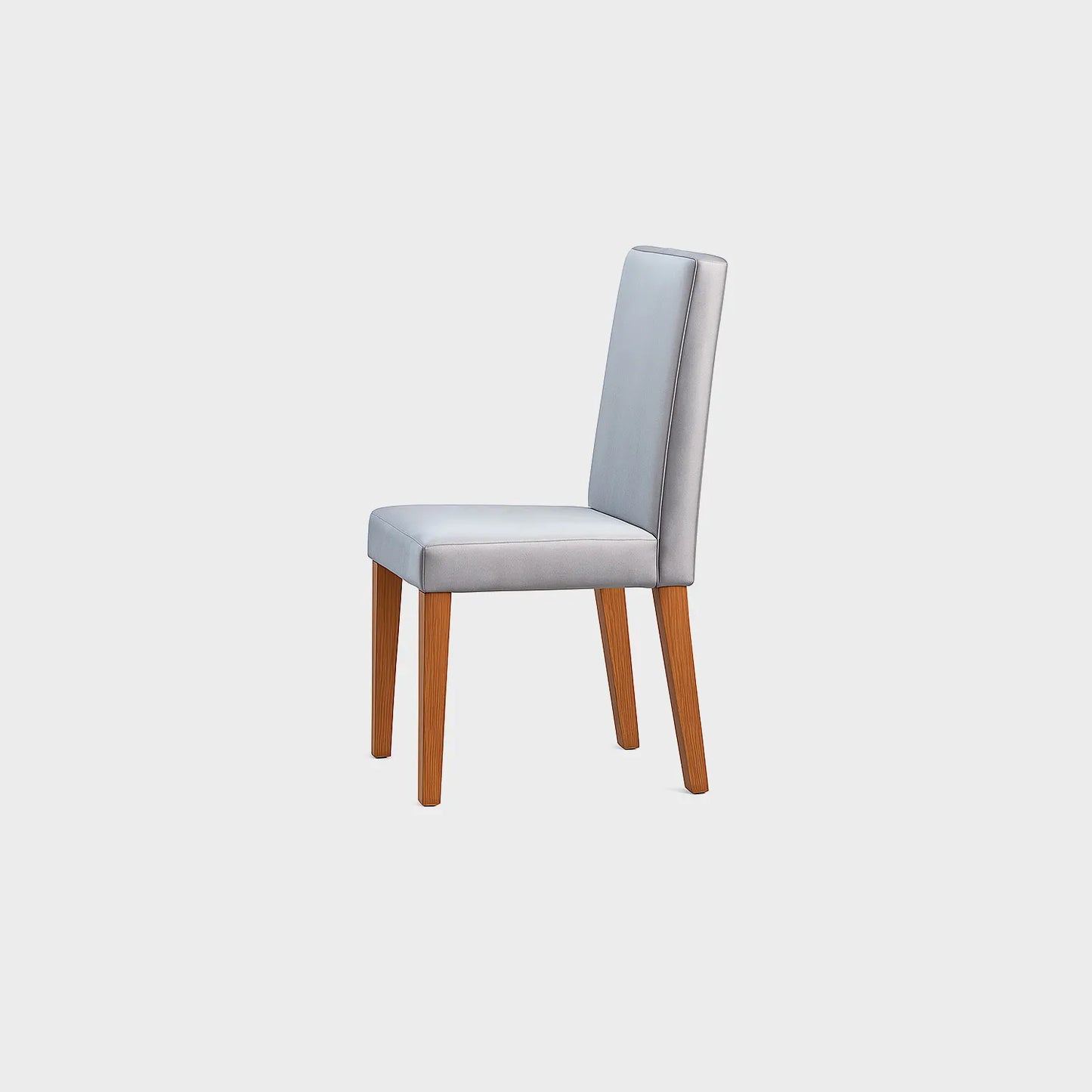 Silla de comedor Paris con bastidor en madera maciza tono natural, tapizada lisa color gris, fotografía sobre fondo blanco, ideal para visualizar la combinación de estilos y colores - All Star muebles