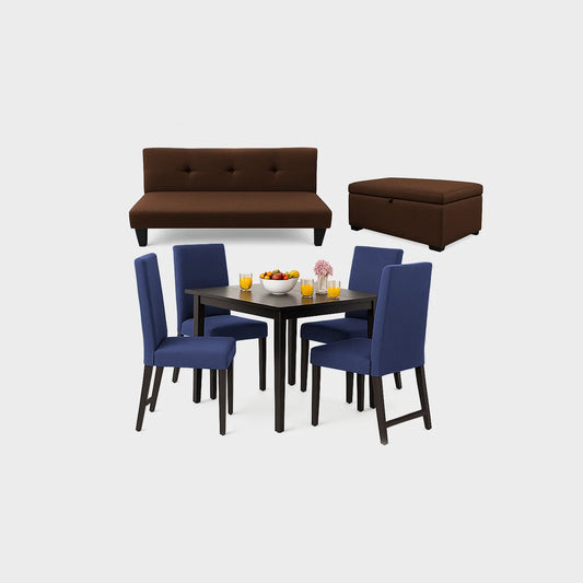 Juego de sala Urano (Sofá Cama + Comedor 4 Puestos + Baúl)